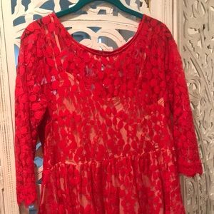 Free People Red Lace Dress